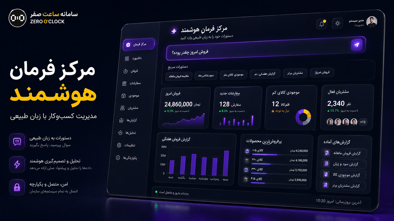 خط فرمان هوشمند در پنل مدیریت سامانه ساعت صفر