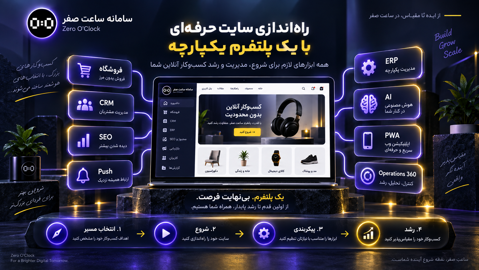 راه‌اندازی سایت حرفه‌ای با پلان‌های سامانه ساعت صفر