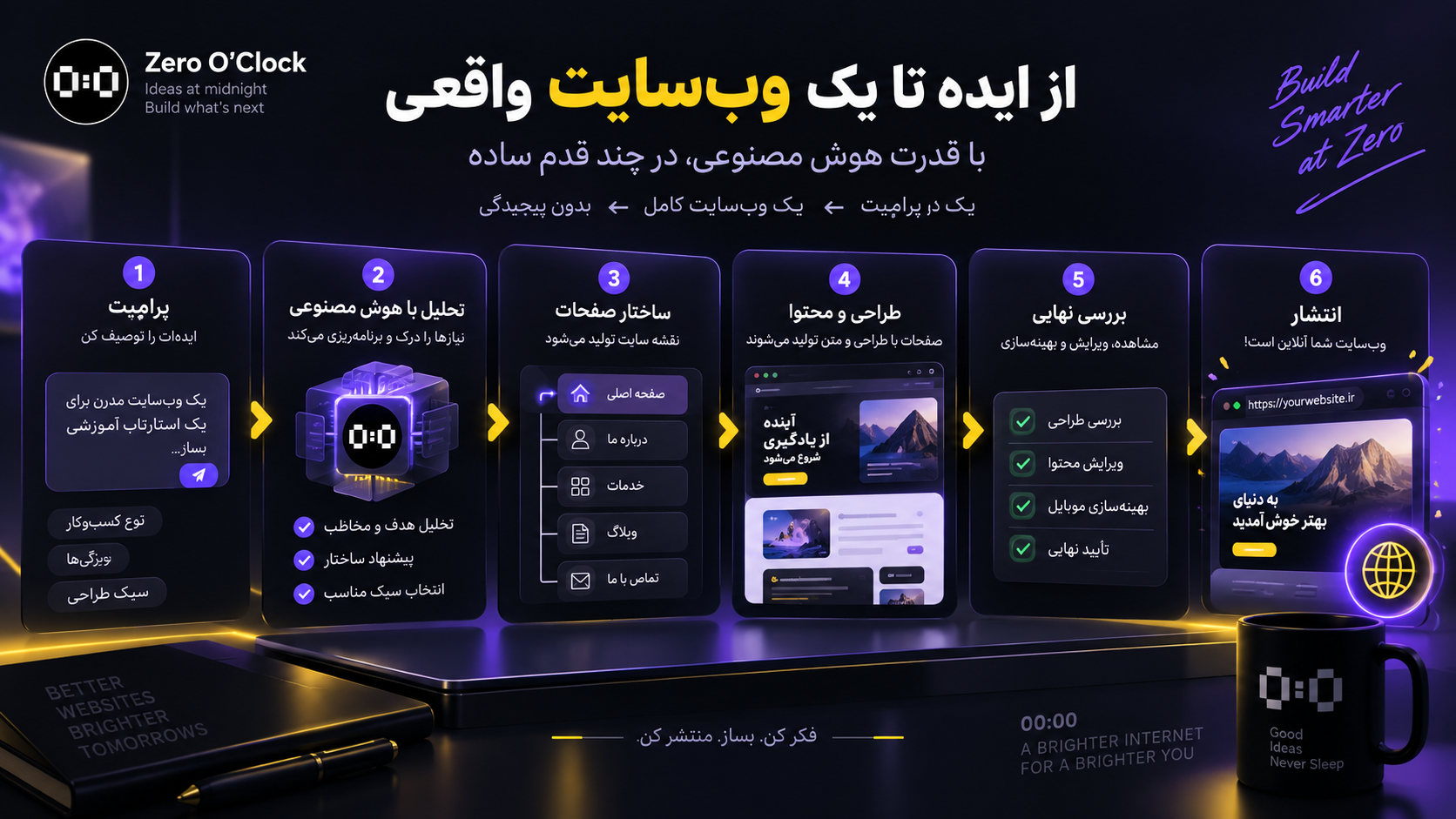 فرایند ساخت سایت با هوش مصنوعی از پرامپت تا انتشار