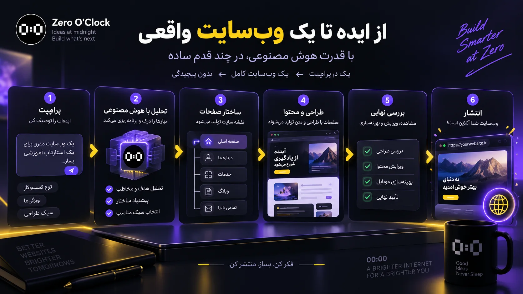 فرایند ساخت سایت با هوش مصنوعی از پرامپت تا انتشار