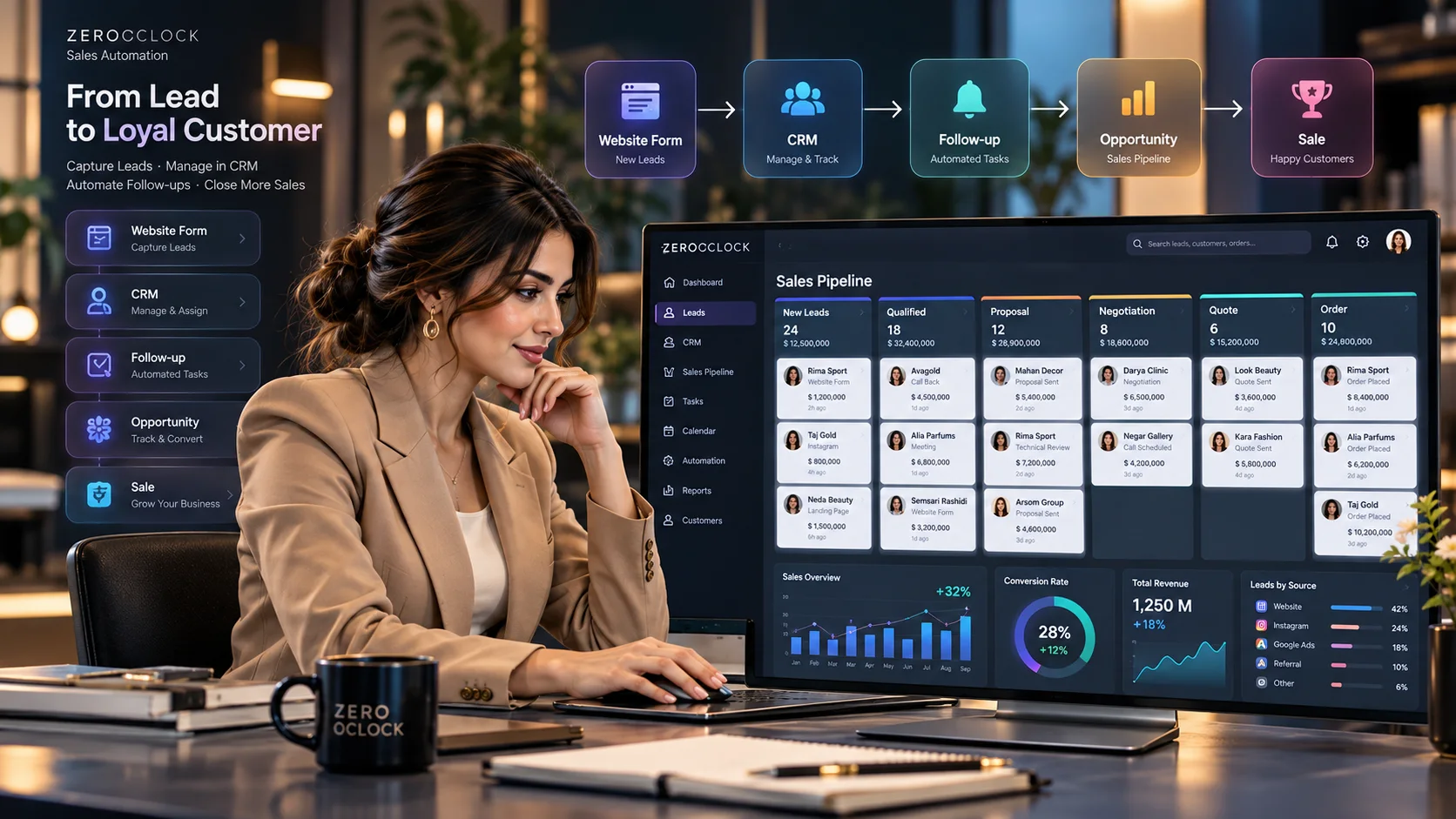 جریان لید از فرم سایت به CRM تخصیص و پیگیری خودکار